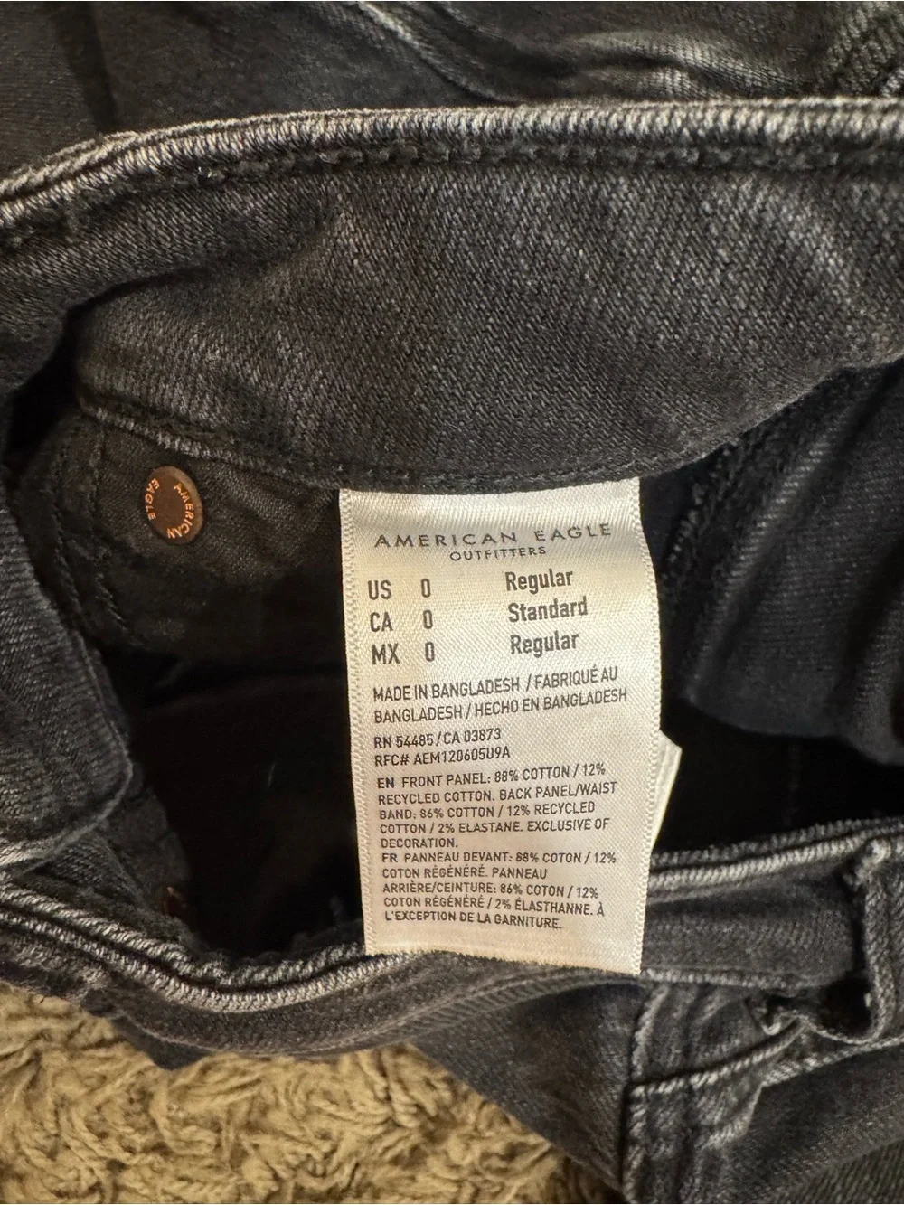 American Eagle Outfitters Black Straight-Leg Distressed Jeans